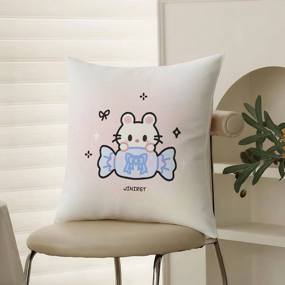 Niedliche Süßigkeiten als Tiere verkleidet Kissenbezug Komfort Sofa Bett Seidig elegant Verdeckter Reißverschluss Dekorative Kissenhülle