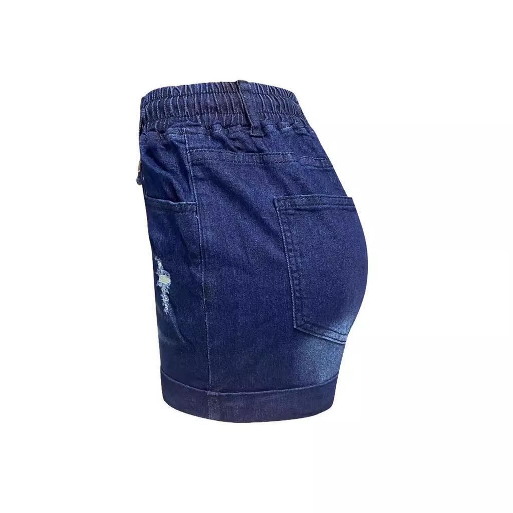 European And American Lace Up Rolled Edge Ripped Denim Shorts For Women, High Waisted Slimming Pants For Spicy Girls