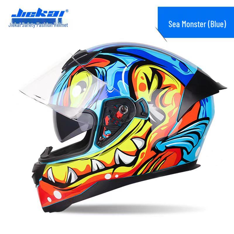 Jiekai Full Face Motorcycle Helmet – Unisex, All-Season, Cool and Safe Racing Design