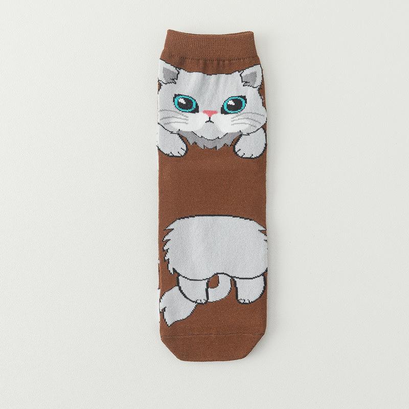 Women's Cute Cartoon Cat Mid-Calf Socks Cotton Japanese Lucky Cat Fashion Socks
