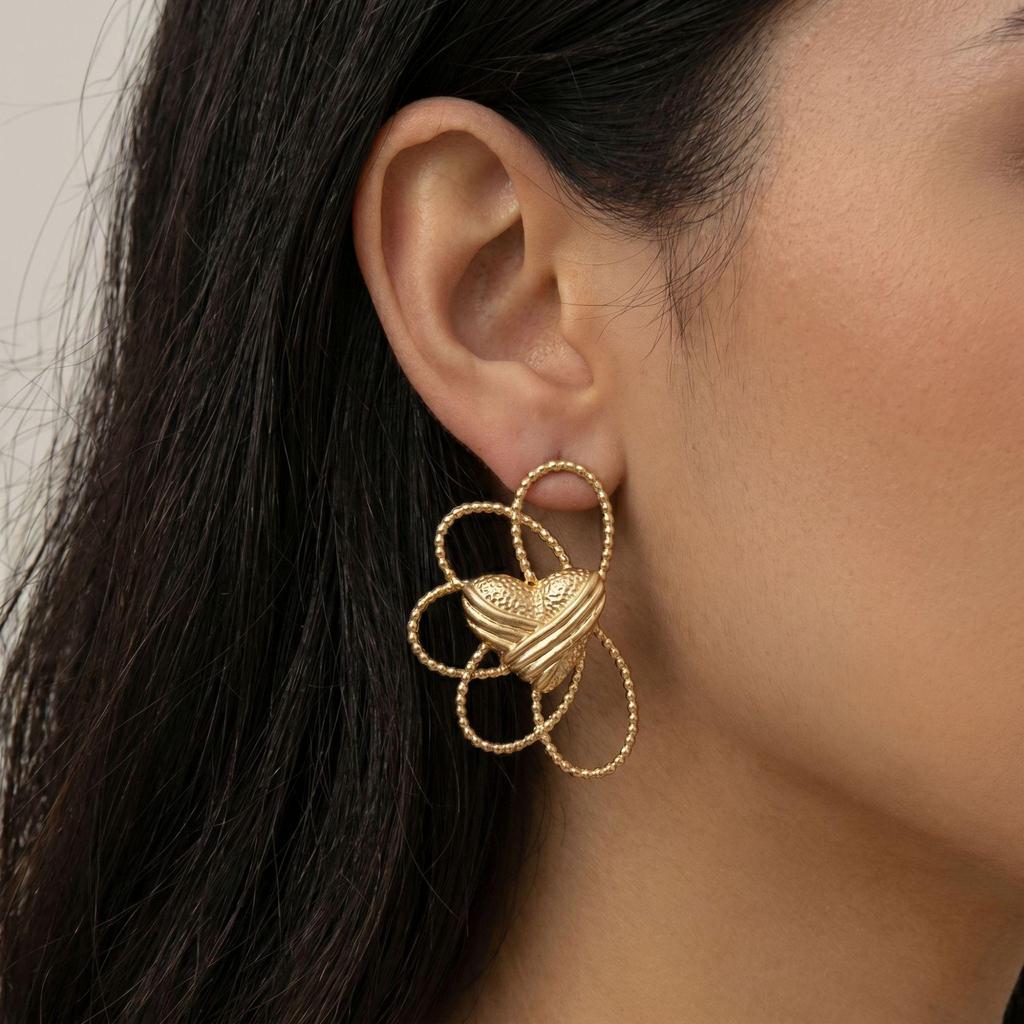 European & American Stylish Irregular Flower Stud Earrings for Women's Elegant Personality