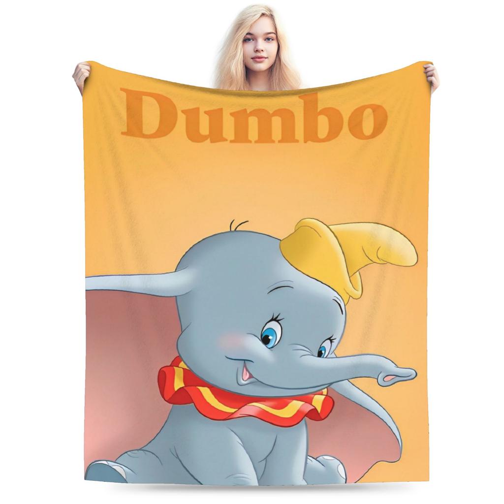 Dumbo Cartoon Blankets Velvet Spring Autumn The Flying Elephant Portable Warm Throw Blanket for Sofa Travel Plush Thin Quilt