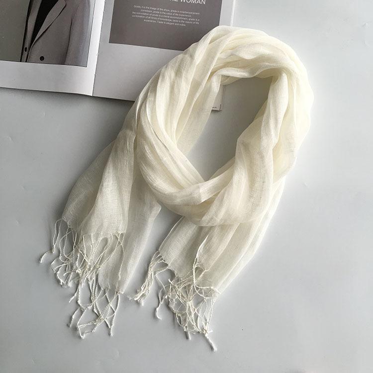 Japan And Korea Small Fresh Linen Solid Color Scarf 25 Colors, Long-Term Stock, Support