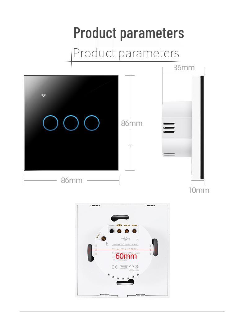 Graffiti Smart WiFi Wall Switch with Alexa & Google Voice Control, US/EU Specs, Touch Panel