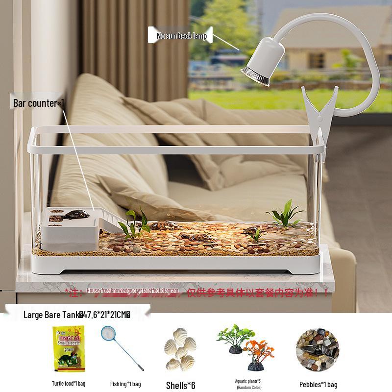Premium Turtle Tank with Ecological Design, Sunning and Climbing Platforms, Desktop-Friendly with Lid, Also Suitable for Goldfish