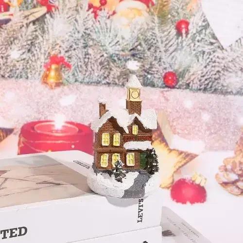 Glowing Christmas Cabin House with Led Lights Christmas Story Village Houses Festival Ornament Christmas Atmospheres Decor Props