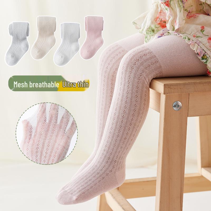 Spring & Summer Baby Girls' Breathable Mesh Four-Leaf Clover Anti-Mosquito Tights