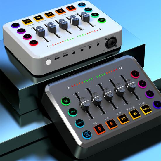 Gaming Audio Mixer Card Independent Channel External Sound Control Bluetooth-compatible Streaming RGB PC