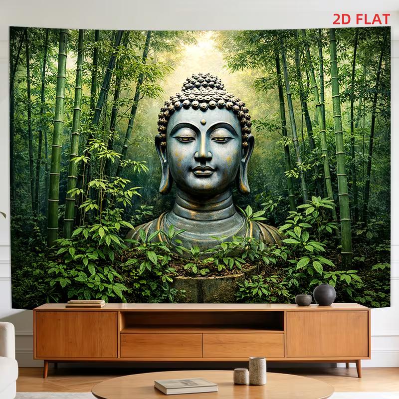 2D Zen Buddha Bamboo Forest Tapestry Home Decor Backdrop 47.2x31.5inch/120*80cm