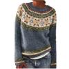 Ladies' Fashion Sweater, Round Neck, Color-block, Loose Pullover Long-sleeved Knitted Shirt Top