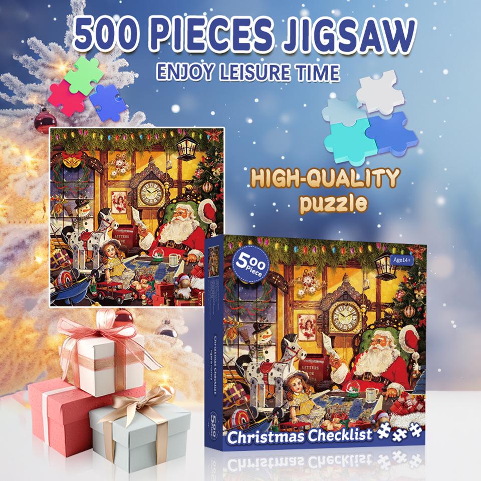 

2025 Creative Christmas Irregular Jigsaw Puzzle - 500 Pieces, 4 Sections, Hot-Selling