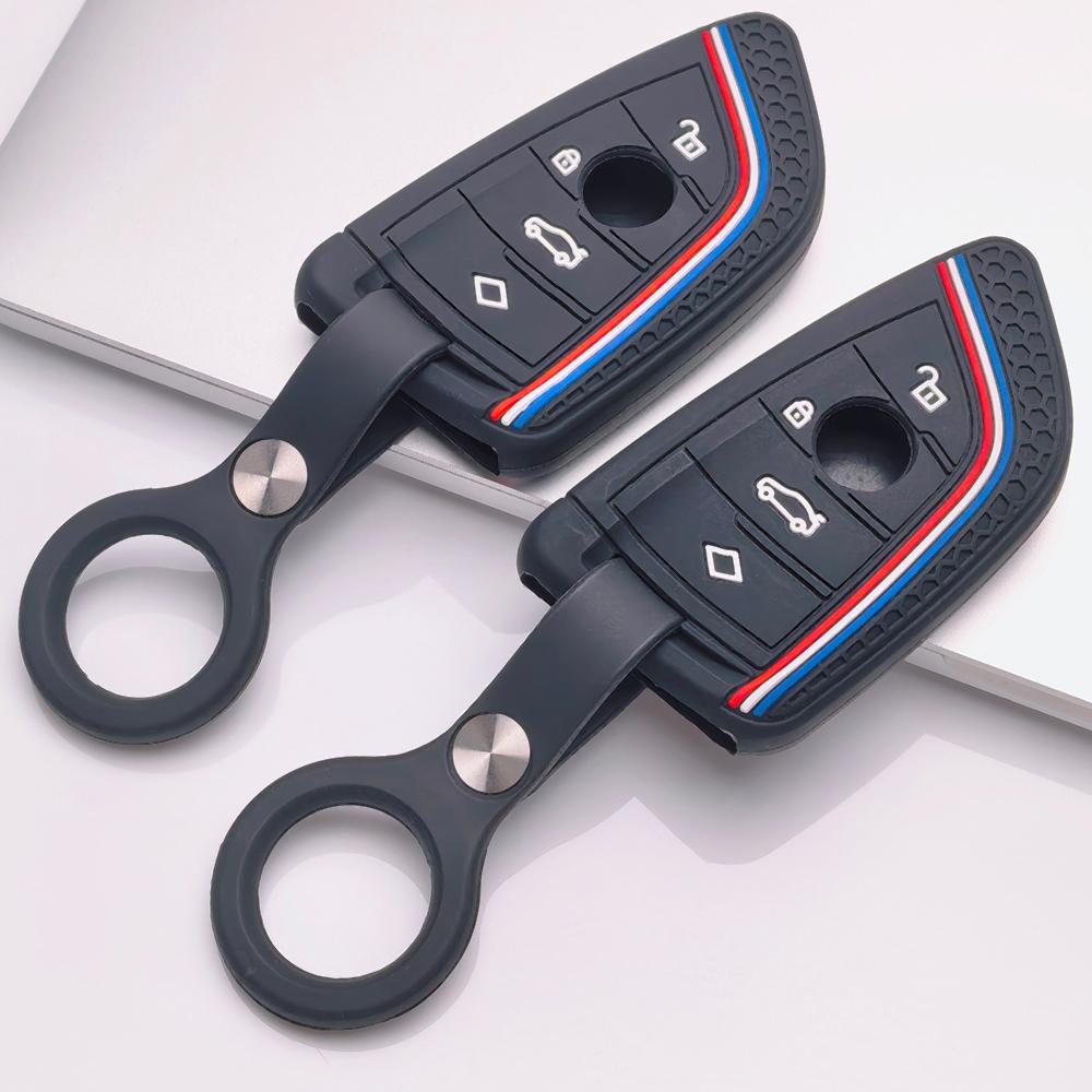 Key Fob Cover for BMW X1 X2 X3 X4 X5 X6 F10 F11 with Keychain Anti-Scratch Surface Shockproof Structure Soft Grip Texture Easy Install Design