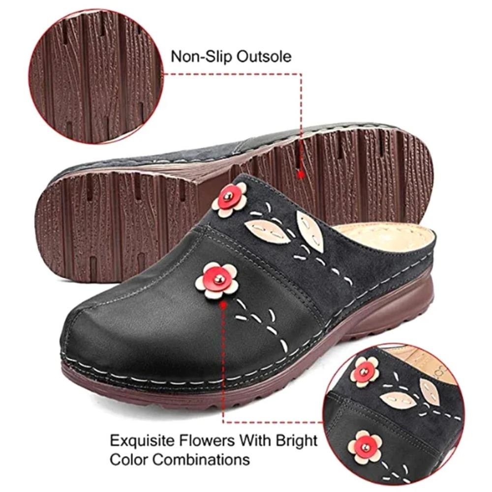 Women Clogs Sandals Soles Ladies Comfort Closed Toe Wedges Platform Shoes Soft Breathable Flower Slipper