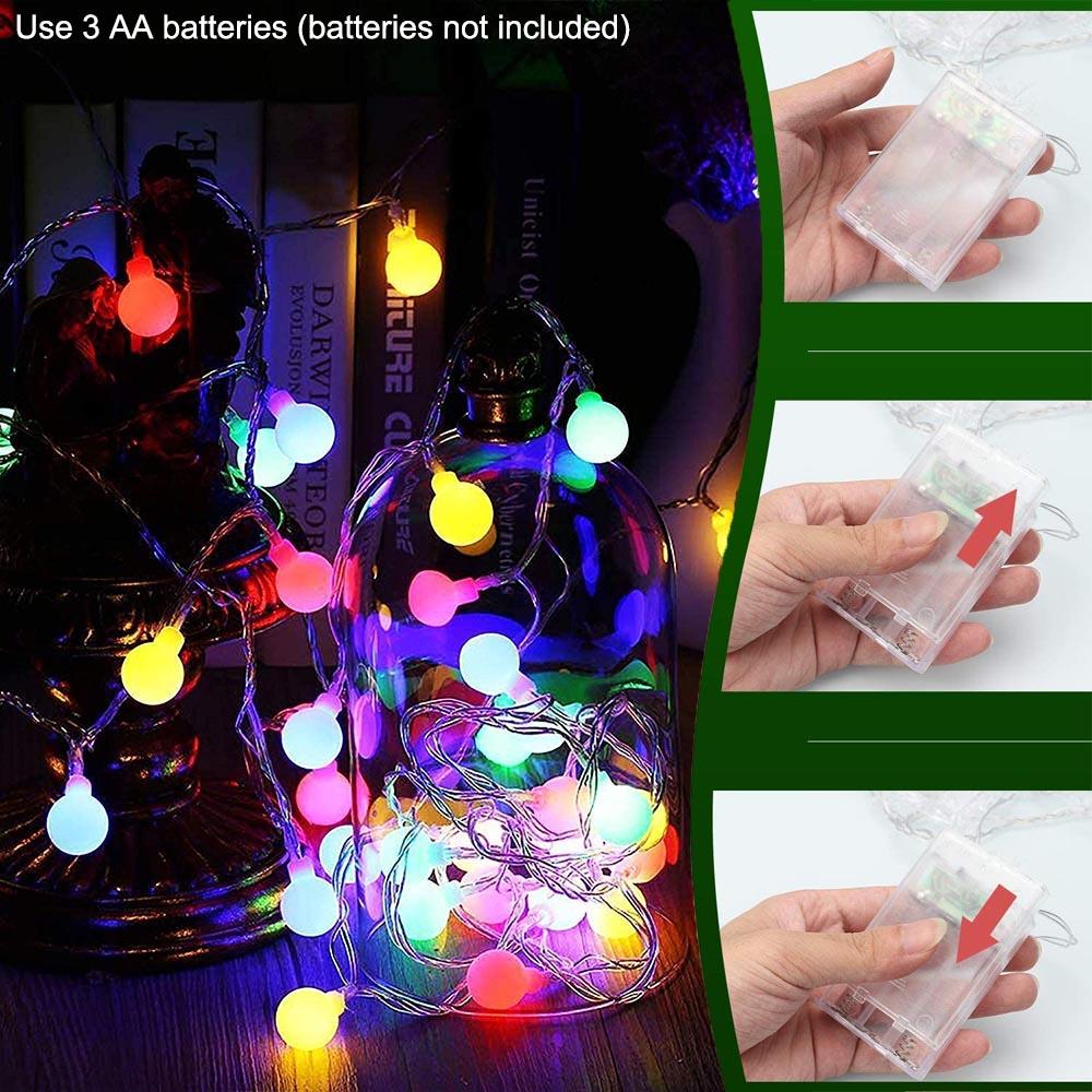LED Globe Ball String Lights Battery Power Twinkle Lighting Christmas Wedding Party Decor Waterproof Garland Fairy String Lights