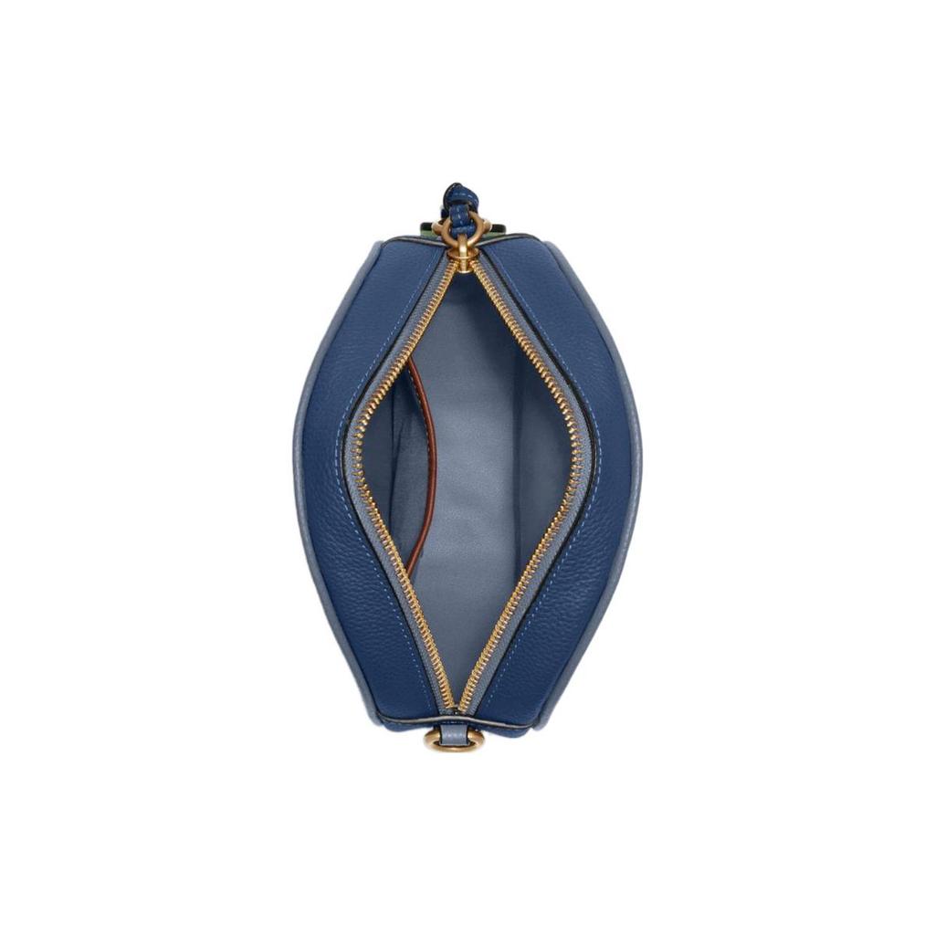 New COACH Kia Cow Leather Small Round Bag Shoulder Bag Crossbody Bag Small Size Women's Lake Water Blue & Multicolor CA098-B4MVX