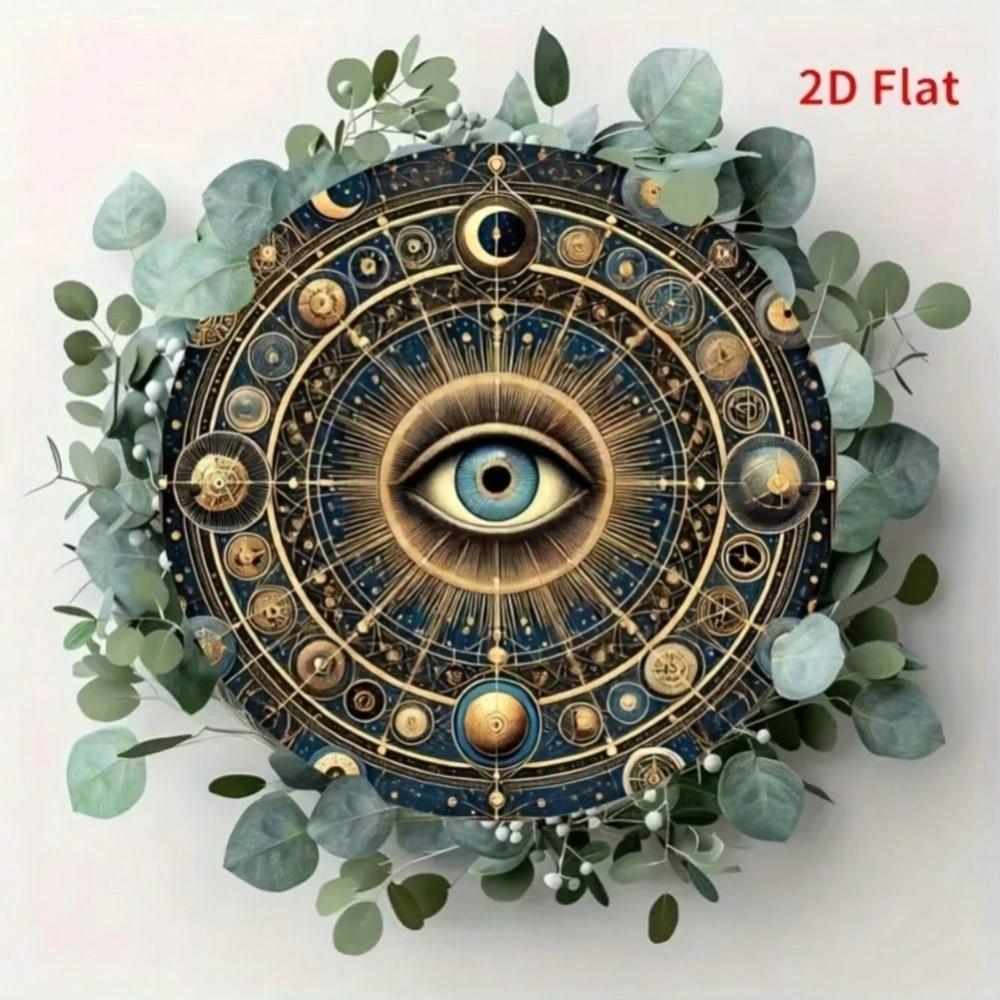 Blau-Goldener Kreisförmiger Metall-Wandkunst-Schild mit Bösem Blick für Haus, Café, Bar-Dekor, Geschenk
