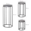Flower Stand 3-Piece Set Made of Metal Plant Stand Set in Marble Look Flower Stool Flower Pot Holder Stackable Plant Stool for Flower Pot Black+Grey