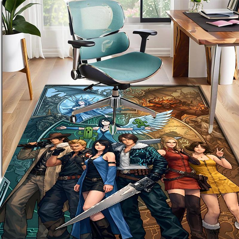 Final Fantasy Pattern Rug, Indoor/Outdoor Mat, for Picnic, Gameroom, Bedroom, Office, Living Room, Home Decor Carpet, Birthday Gift