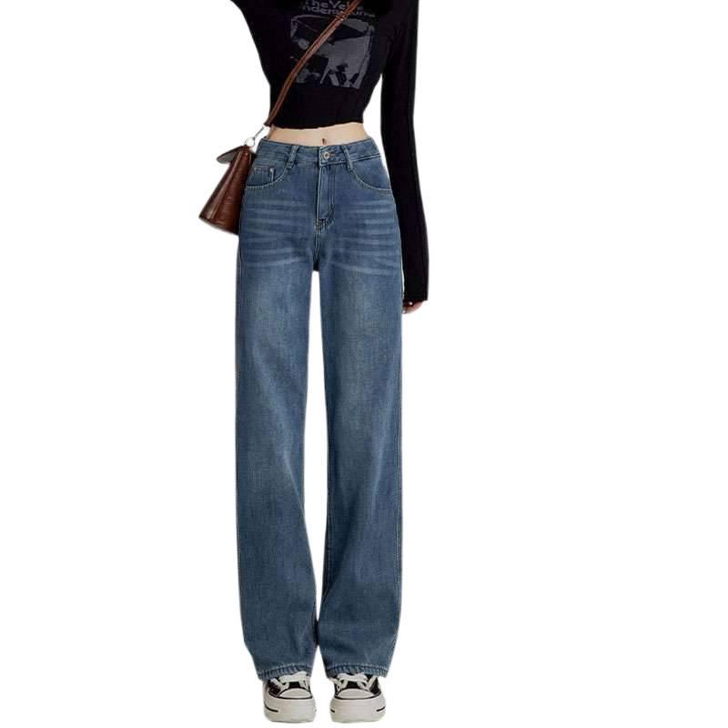 Women's Retro High-Waisted Wide-Leg Velvet Jeans