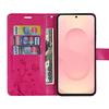 Coque de Protection - BOOLING - pour Samsung Galaxy S25 FE - Effet Cuir Motif Papillon Fuchsia - 2 Verres Trempés