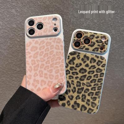 iPhone 17 Pro Max Glitter Leopard Print High-End Protective Case with Large Window for Apple