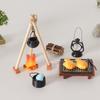 1/12 Camping Accessories With Cooking Utensil and Campfire Realistic Flame Effect For Miniature Scene Display Setting