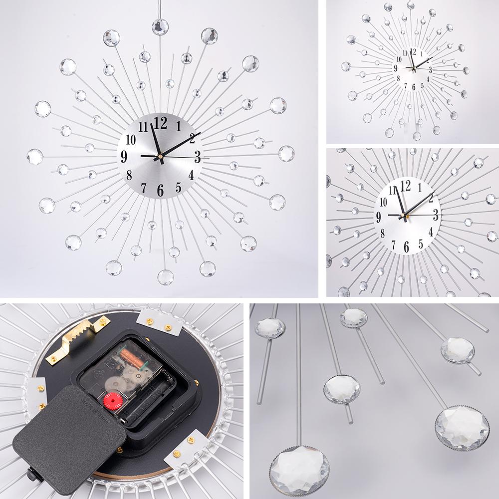 Gypsophila Diamond Fashion Wall Clock Wrought Iron Clock European Style Creative Decoration Clock Vintage Metal Art Wall Clock