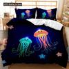 Jellyfish Duvet Cover Set Jellyfish Printed Comforter Cover For Teens Kids Ocean Theme Bedspread Sea Coral Polyester Quilt Cover