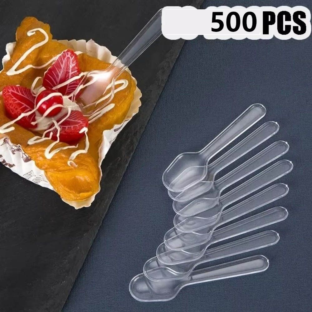 500 Stück Einweg Transparenter Verkostungslöffel Klar Dessert Kuchenschaufel Geburtstagsparty