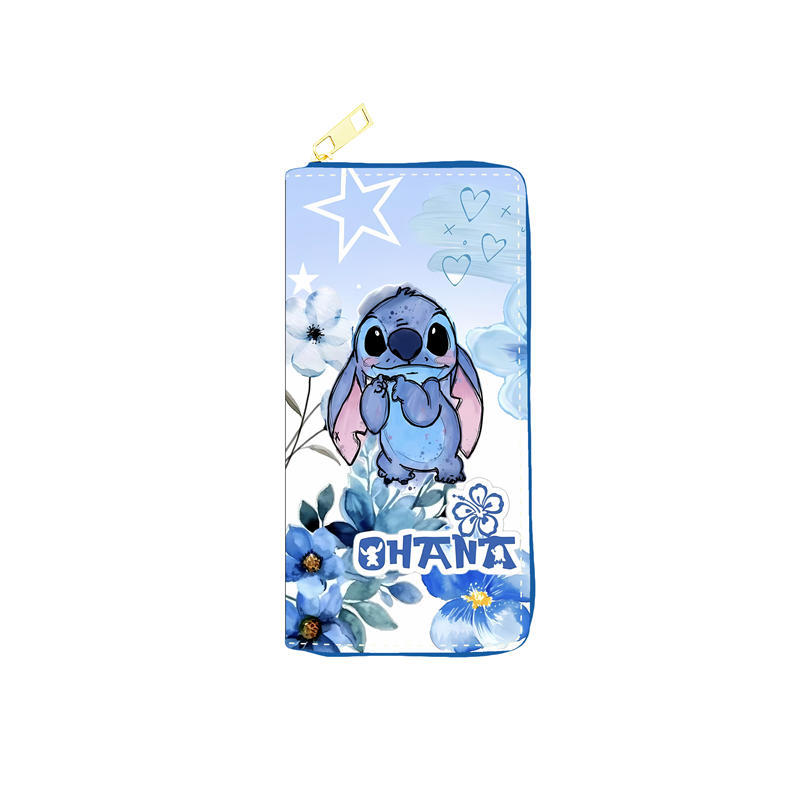 Cute Disney Style PU Wallet Student Long Purse Single Zipper Makeup Bag Multi-purpose Pouch 3pcs