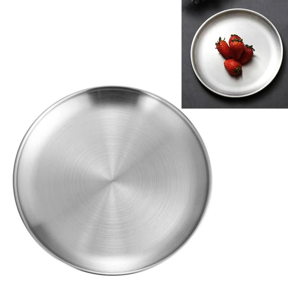 Padella Frutta Rotonda in Acciaio Inossidabile Teglia Pizza Rotonda Spazzolata Dessert Frutta Cucina Occidentale