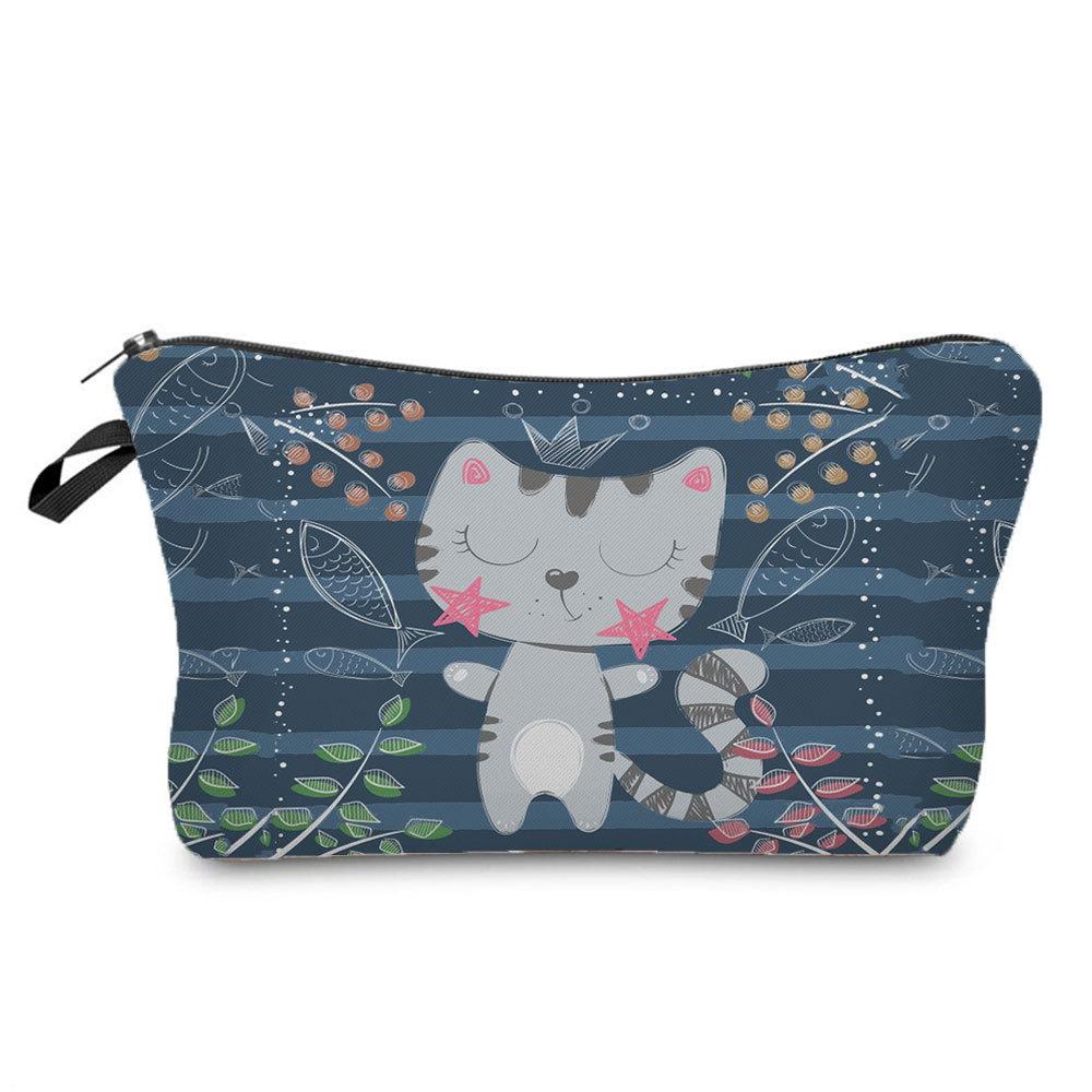 Women Cat Print Cosmetic Bag Toiletries Organize Travel Storage Case 6689