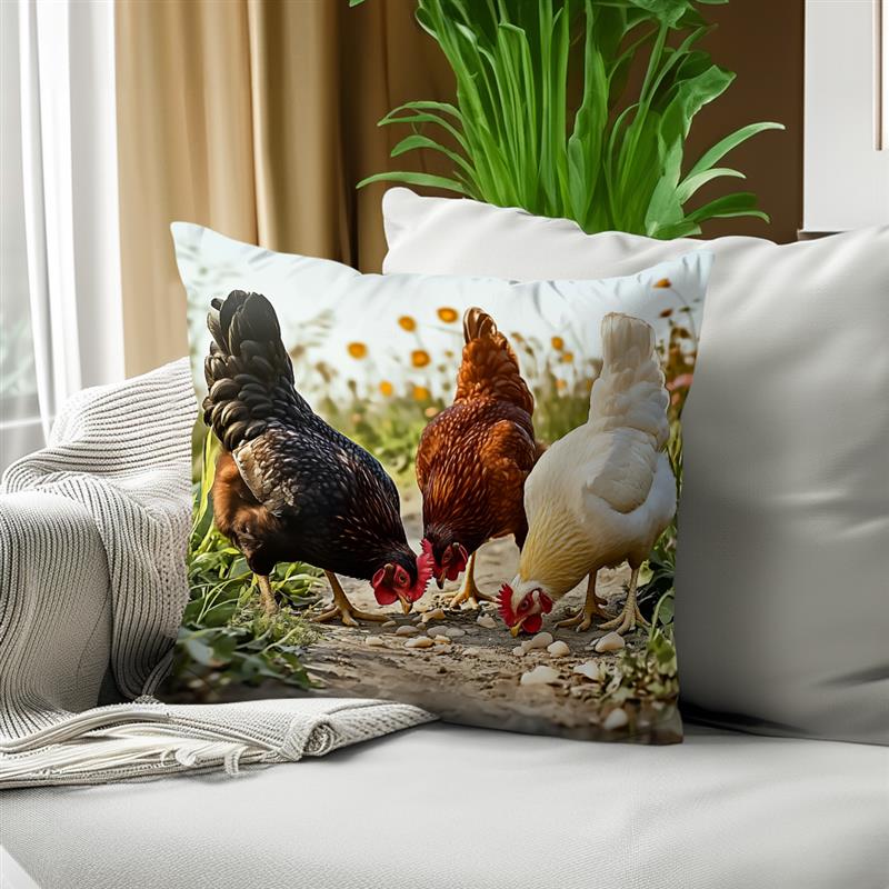 1 Stück Hahn Kissenbezug Für Zuhause Wohnzimmer Schlafzimmer Sofa Büro Dekorative Kissenhülle Weiche Kuschelkissen 45X45cm