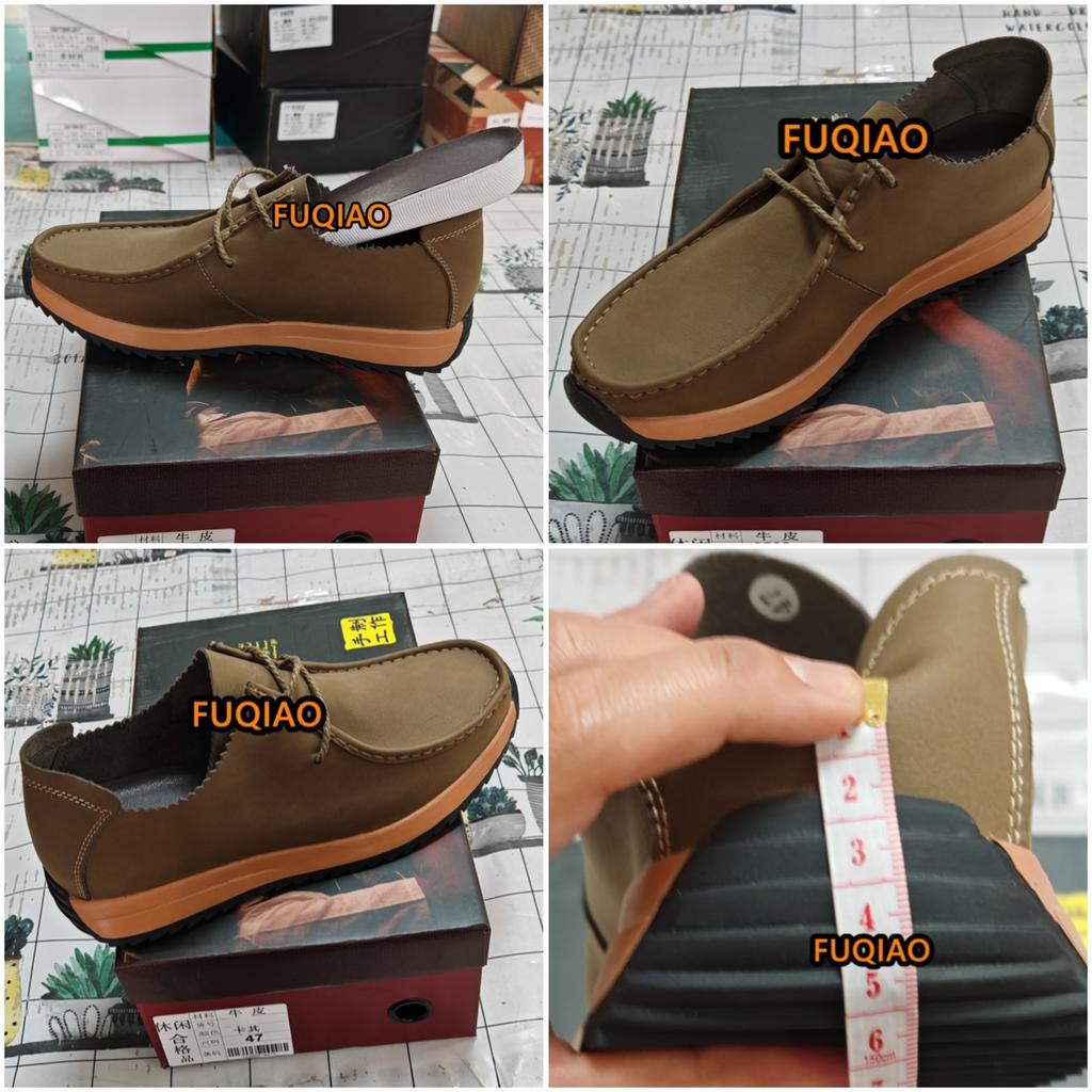 Men Casual Leather Elevator Shoes Women Flat/5cm Height Increase Breathable Lightweight Comfortable Loafers Unisex Lift Sneakers