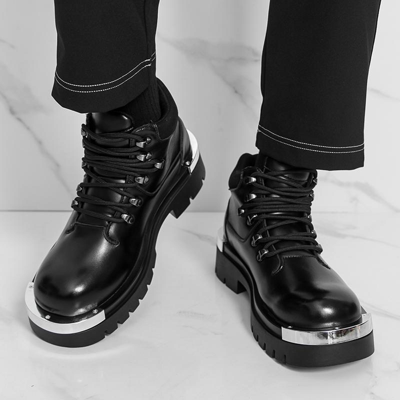 Winter New Men Business Ankle Boots Black Thick-soled Durable Casual Comfortable Fashionable Chelsea Boots Social Boots Men