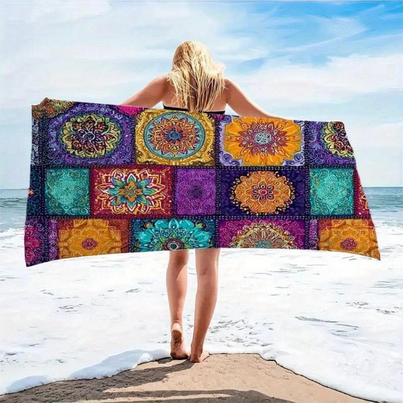 

1pc Vintage Totem Pattern Beach & Bath Towel - Soft Absorbent with Totem Pole Design, Pool Towel for Swimming, Spa, Camping W30*H60(CM)