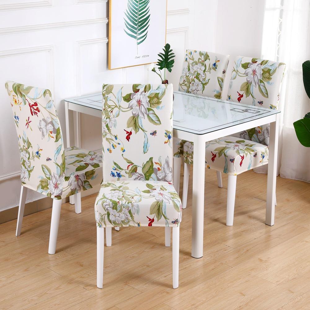 Elegant Floral Botanical Pattern Chair Covers, Universal Elastic Full Coverage Dining Room Chair Slipcover Protectors