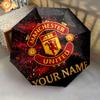 1 PC Automatic Folding Umbrella - Manchester United F Custom Name Pattern, Portable & Foldable Design with 8 Ribs, Christmas Birthday Gifts