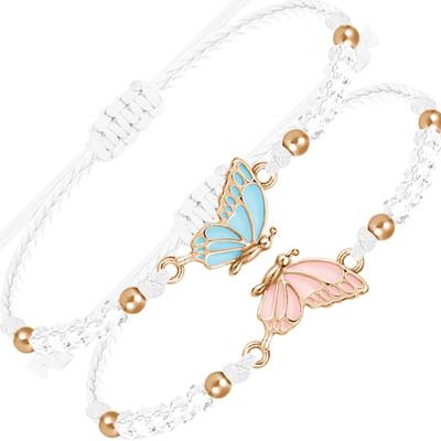 BFF Armbänder für 2 - Schmetterling Passend Verstellbar Beste Freunde Handgemachte Freundschaftsarmbänder Schmuck Geschenke für Teenager Mädchen Frauen