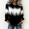 Plus Size Ladies Long Sleeve T Shirt Vintage Stripe Printed Loose Casual Top Comfortable Daily Wear Oversized Tee