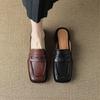 Fashion Summer Women Shoes Retro Mules Shoes for Women Square Toe Slippers Women Chunky Heel Cover Toe Slippers Shoes Zapatos De Mujer