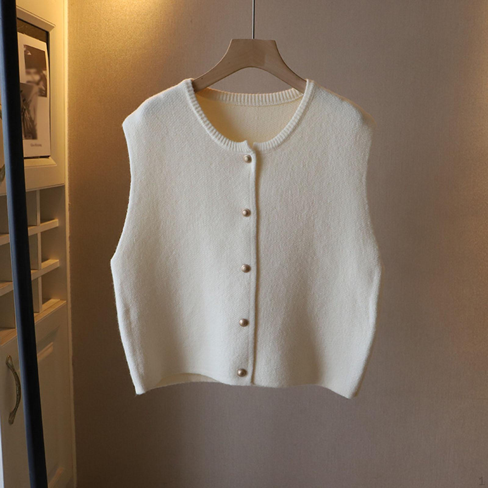 

Вязаный жилет на пуговицах, модный дышащий кардиган в стиле ретро для женщин, занимающихся спортом на открытом воздухе белый