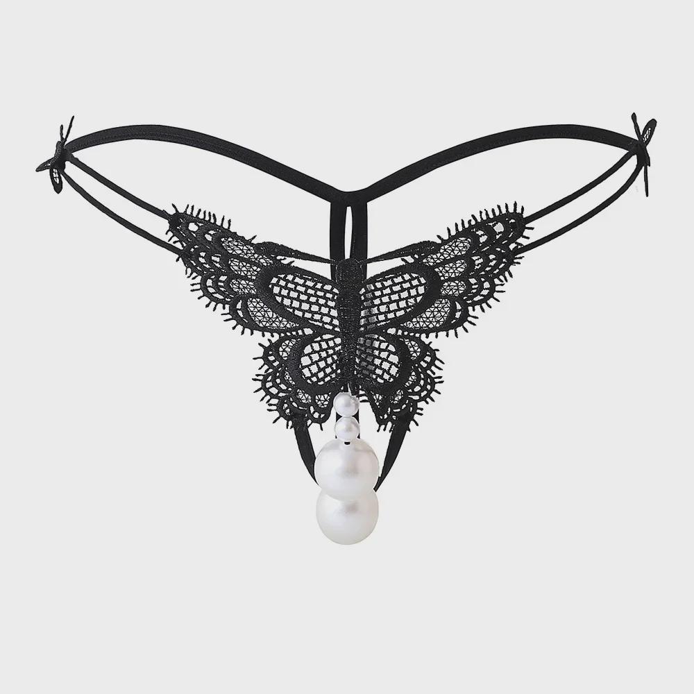 Women's Plus Size Transparent Thong: Open Crotch Pearl Massage, Perfect for Nightclub Temptation