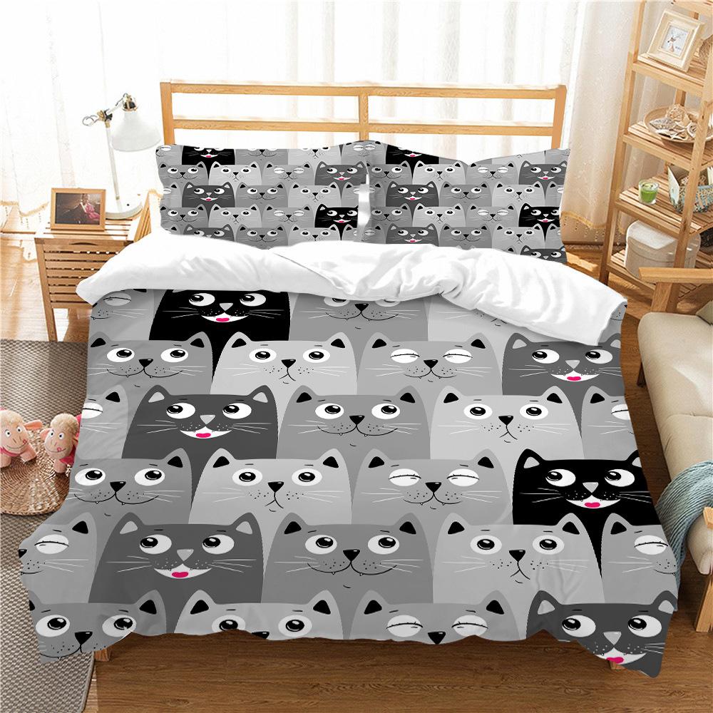 Bedding Two Or Three-Piece Set Cute Cat Series Polyester