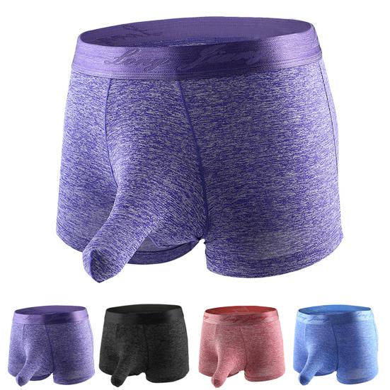 Sexy Men Elephant Nose Penis Pouch Boxers Briefs Mid Rise Breathable Underwear