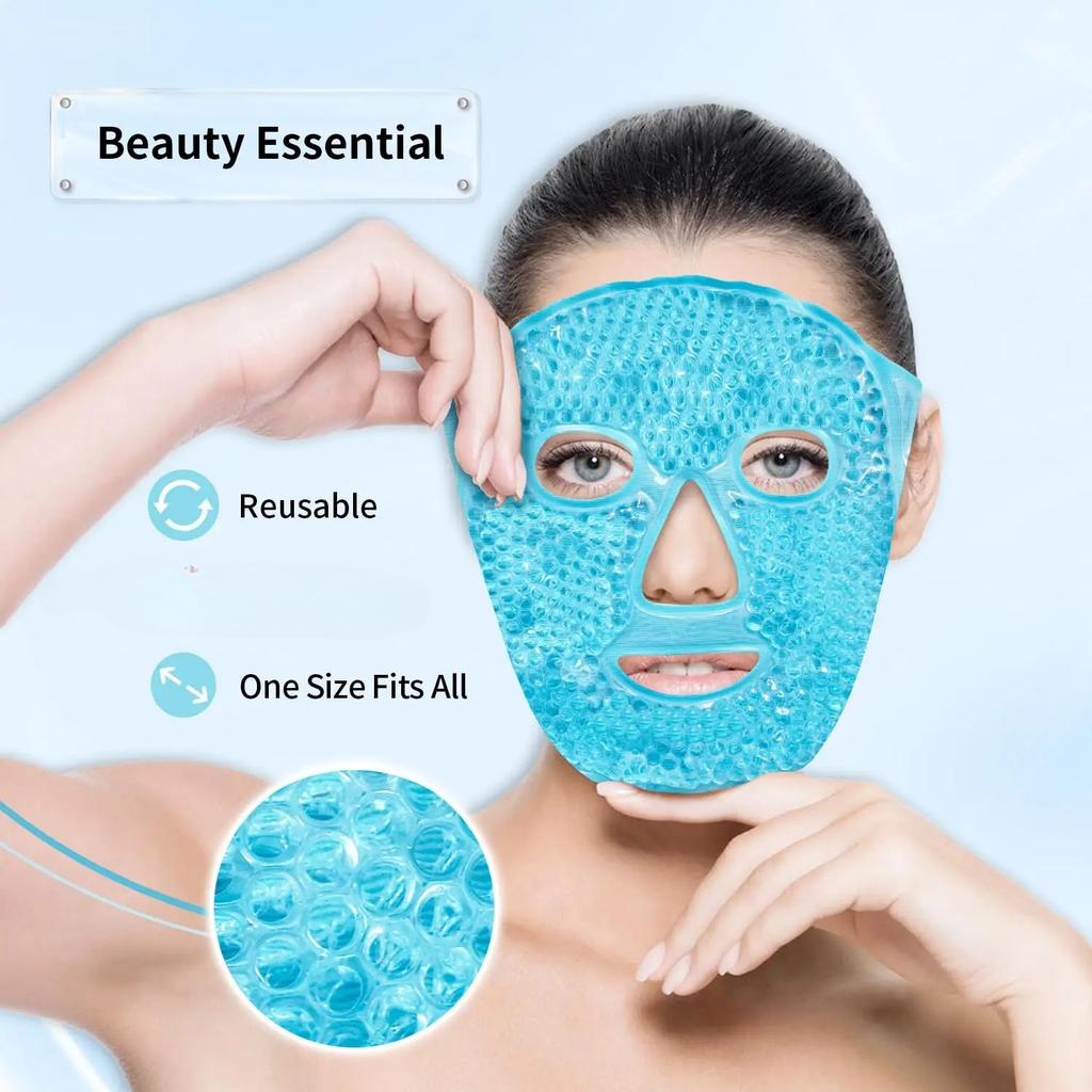 Face Ice Pack & Gel Eye Mask Gel Cooling Hot Cold Compress Pack Reusable with Soft Lining Sleeping Face SPA Beauty Tools
