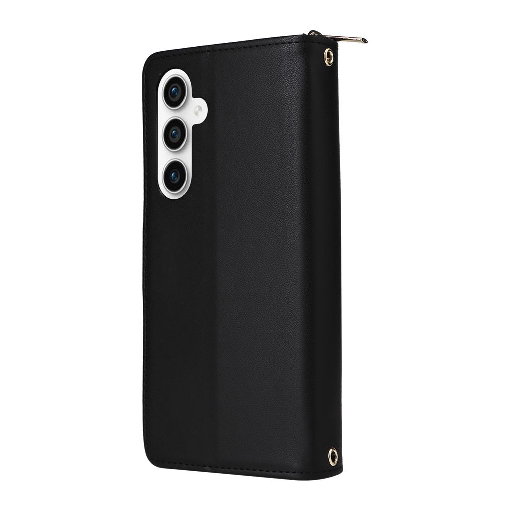 For Samsung Galaxy S25 FE Case 9 Card Slots Zipper Pocket PU Leather Phone Cover with Wrist Strap