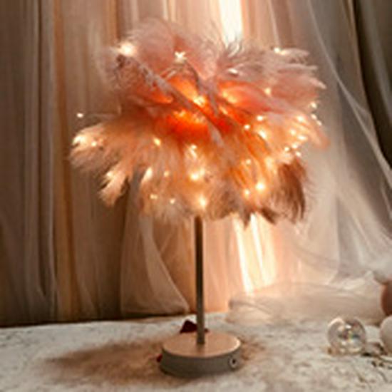 Luxurious Feather Night Light - Dimmable Desk and Decorative Lamp for Living Room or Bedroom