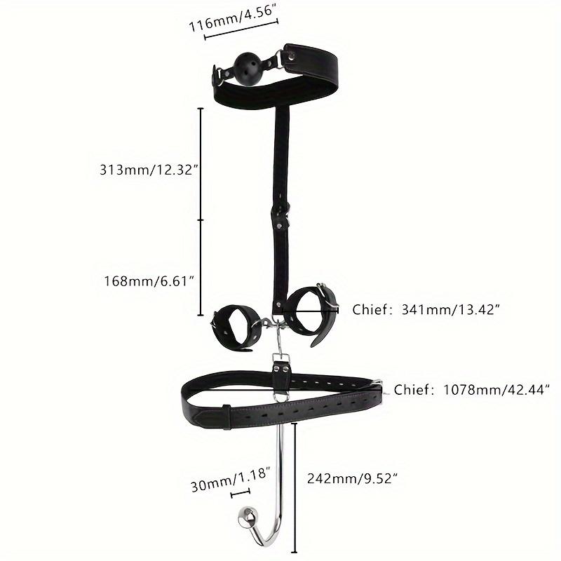 2pcs Set BDSM Sex Backhand Back Gag With Anal Hooks SM Leather Bondage Ties Metal Stainless Steel Anal Rear Adult Products