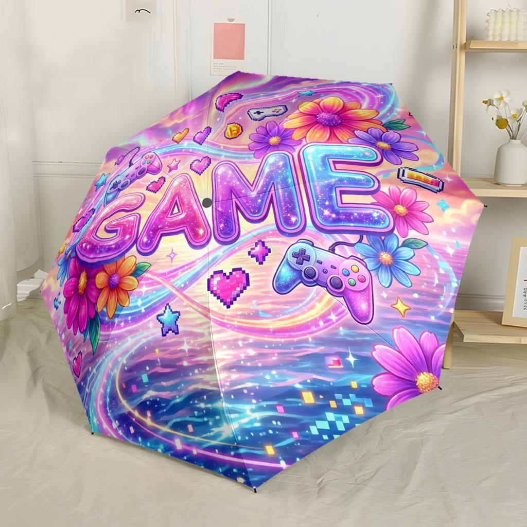 Vibrant Gaming Universe Compact Travel Automatic Umbrella Compact 8 Rib Design Compact Design for Women Men Fashion Lovers Wedding Party Gift